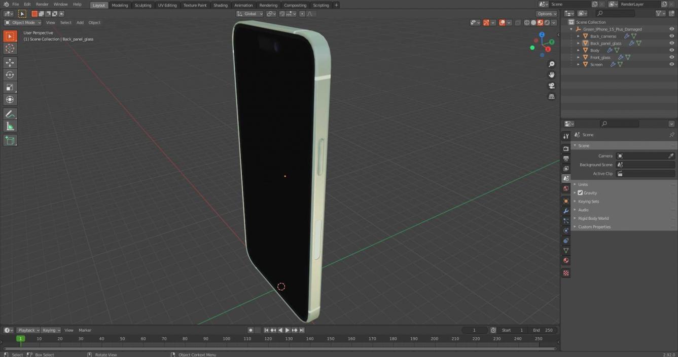 3D model Green IPhone 15 Plus Damaged 2