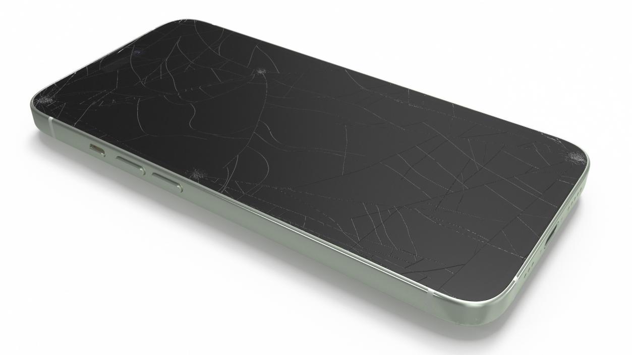 3D model Green IPhone 15 Plus Damaged 2