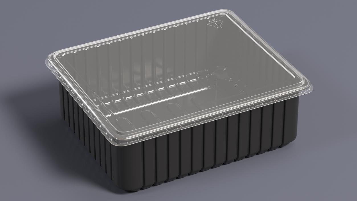 3D Rectangular Plastic Food Tray with Lid 32x26cm