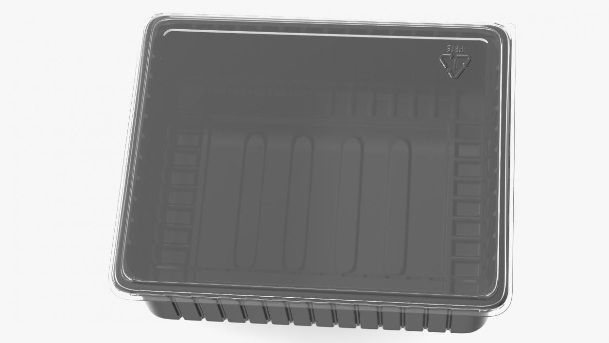 3D Rectangular Plastic Food Tray with Lid 32x26cm