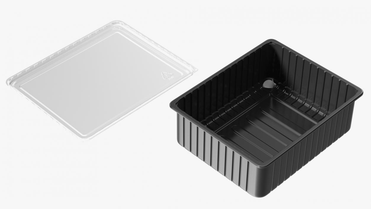 3D Rectangular Plastic Food Tray with Lid 32x26cm