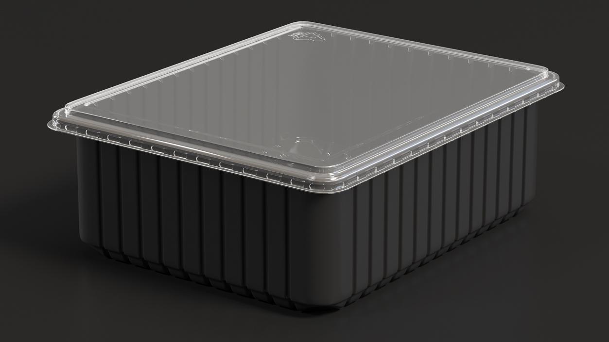 3D Rectangular Plastic Food Tray with Lid 32x26cm