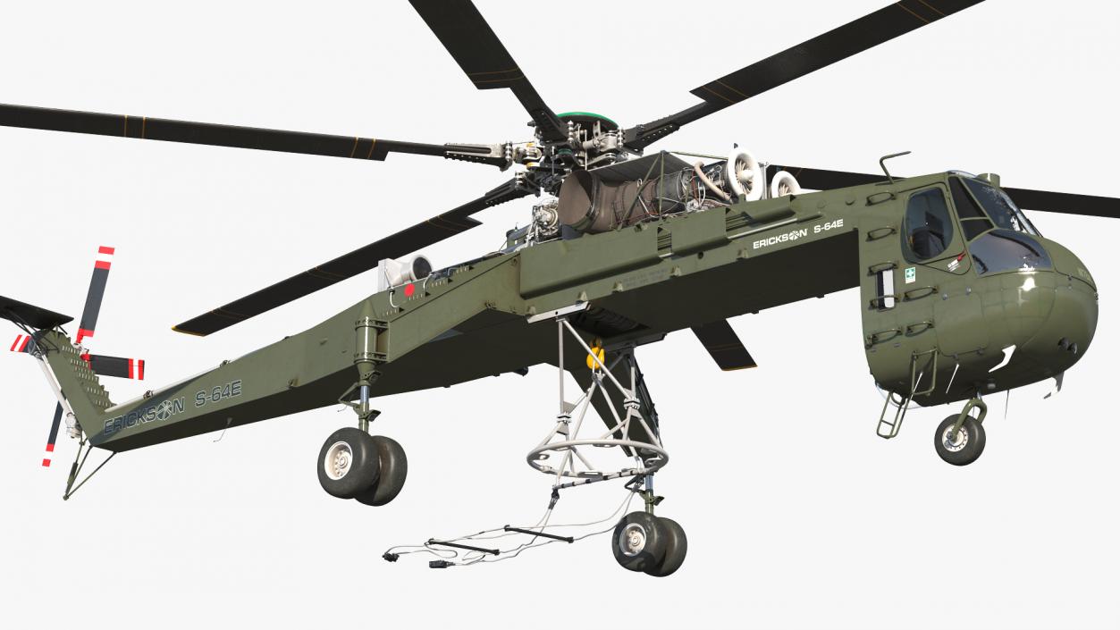 3D model Cargo Helicopter Sikorsky S-64 Skycrane Green