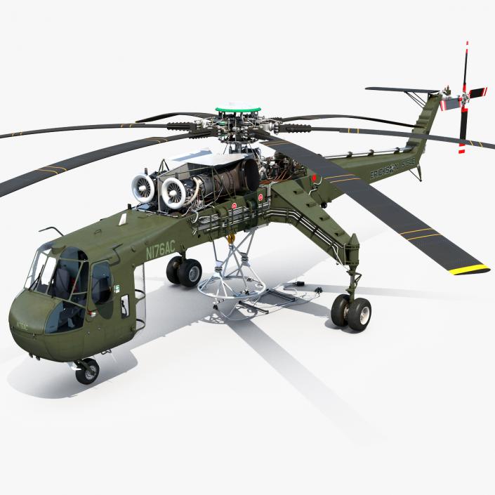 3D model Cargo Helicopter Sikorsky S-64 Skycrane Green