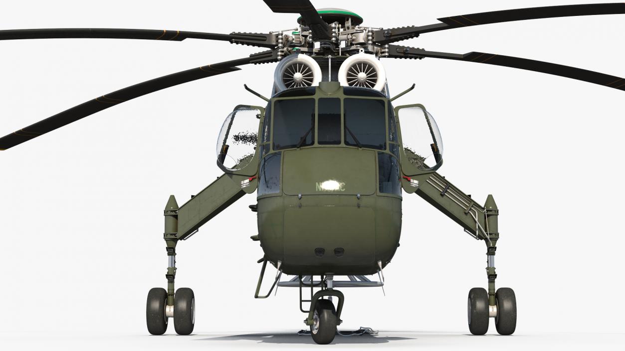 3D model Cargo Helicopter Sikorsky S-64 Skycrane Green