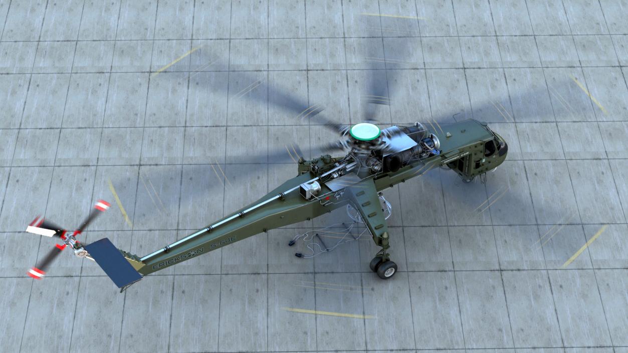 3D model Cargo Helicopter Sikorsky S-64 Skycrane Green