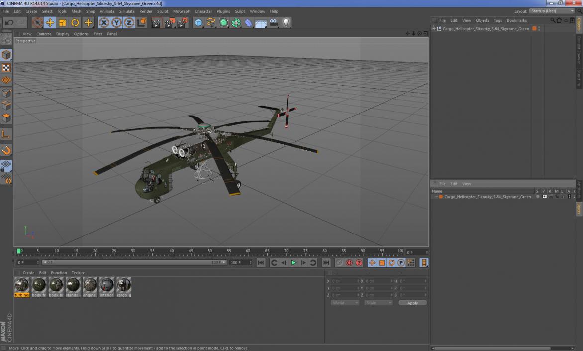 3D model Cargo Helicopter Sikorsky S-64 Skycrane Green