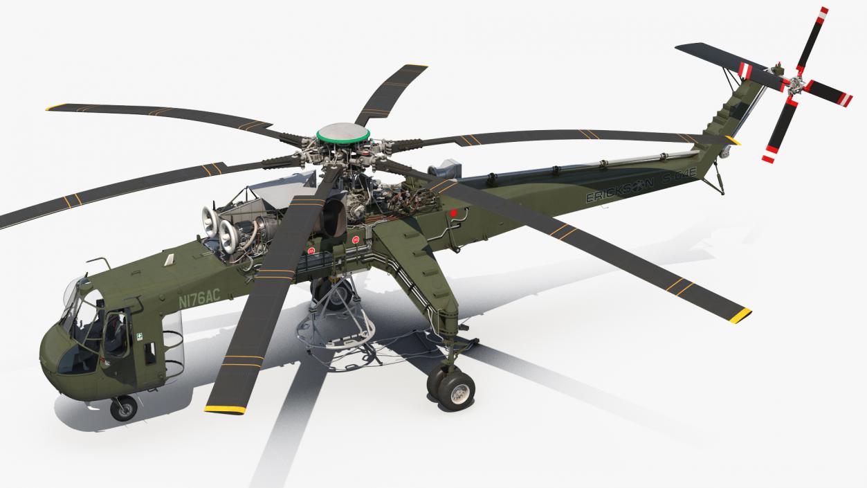 3D model Cargo Helicopter Sikorsky S-64 Skycrane Green