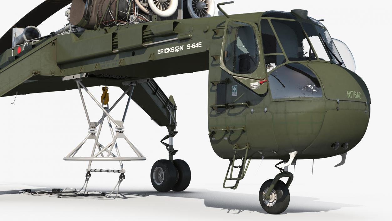 3D model Cargo Helicopter Sikorsky S-64 Skycrane Green