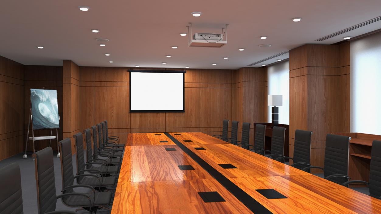 3D Meeting Room Wooden With Filling Light model