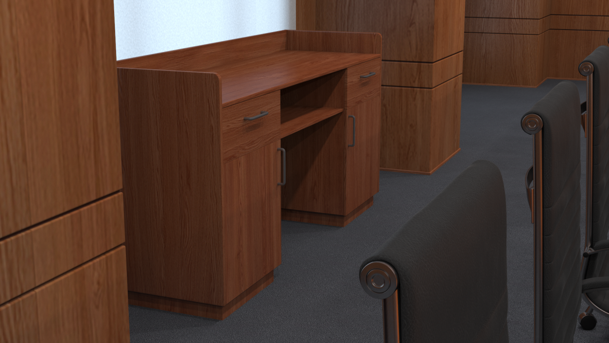 3D Meeting Room Wooden With Filling Light model