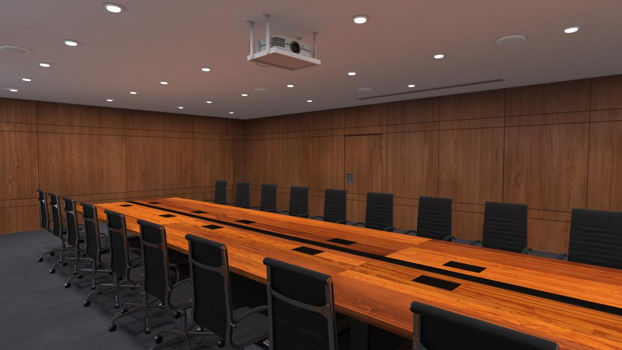 3D Meeting Room Wooden With Filling Light model