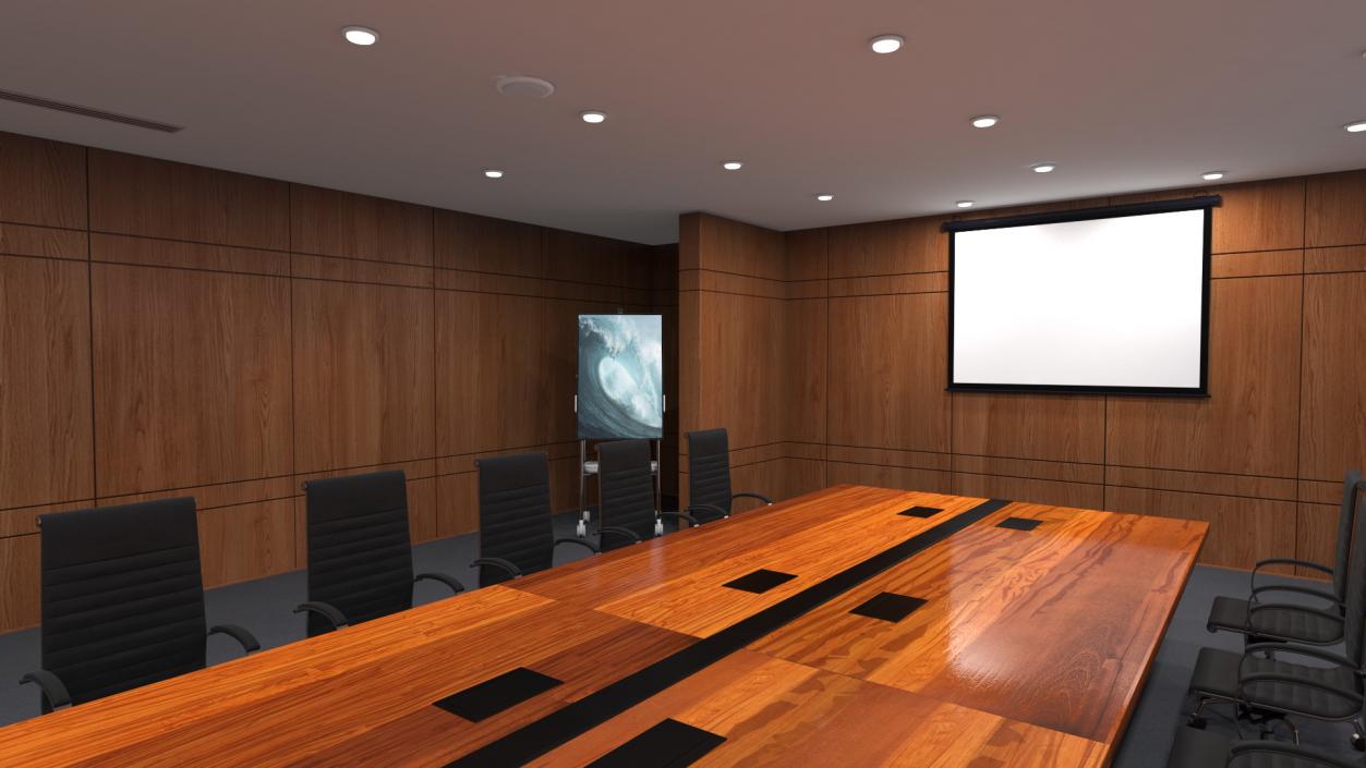 3D Meeting Room Wooden With Filling Light model