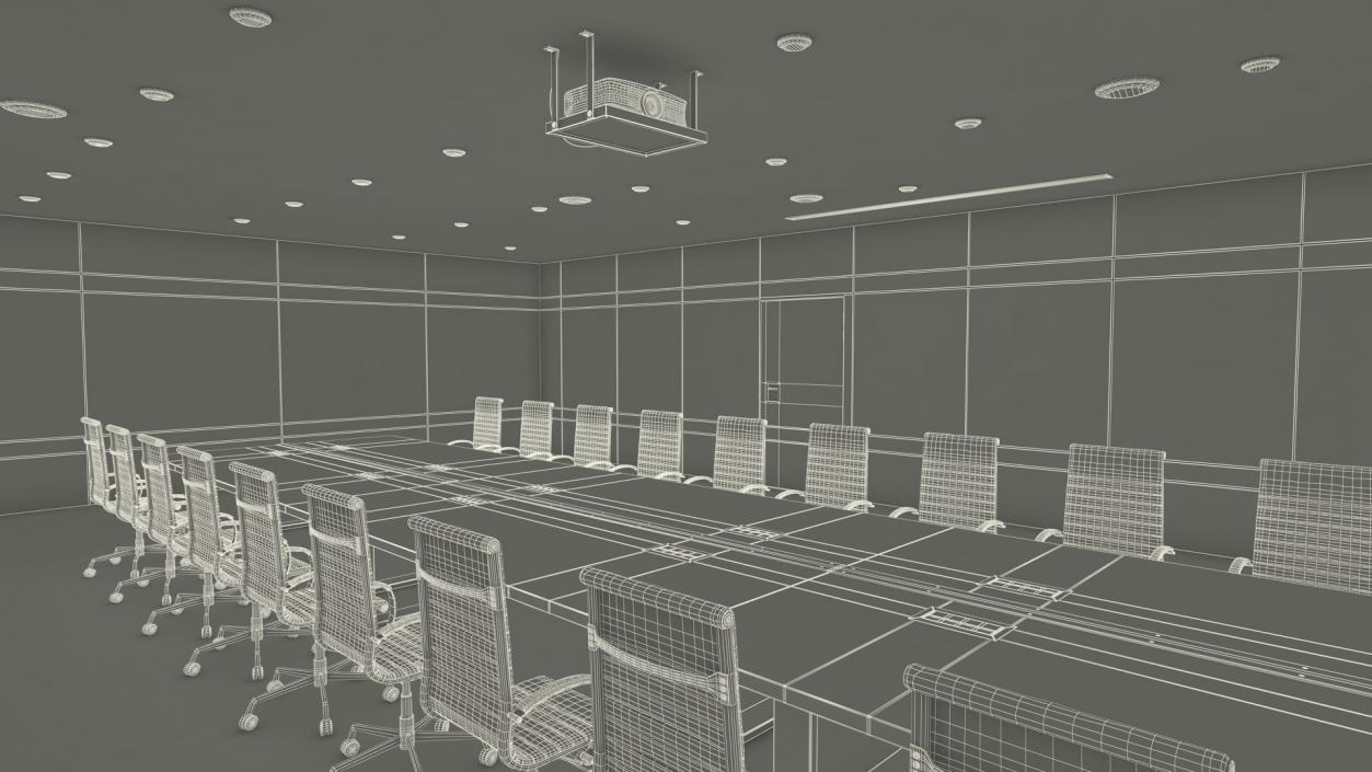 3D Meeting Room Wooden With Filling Light model