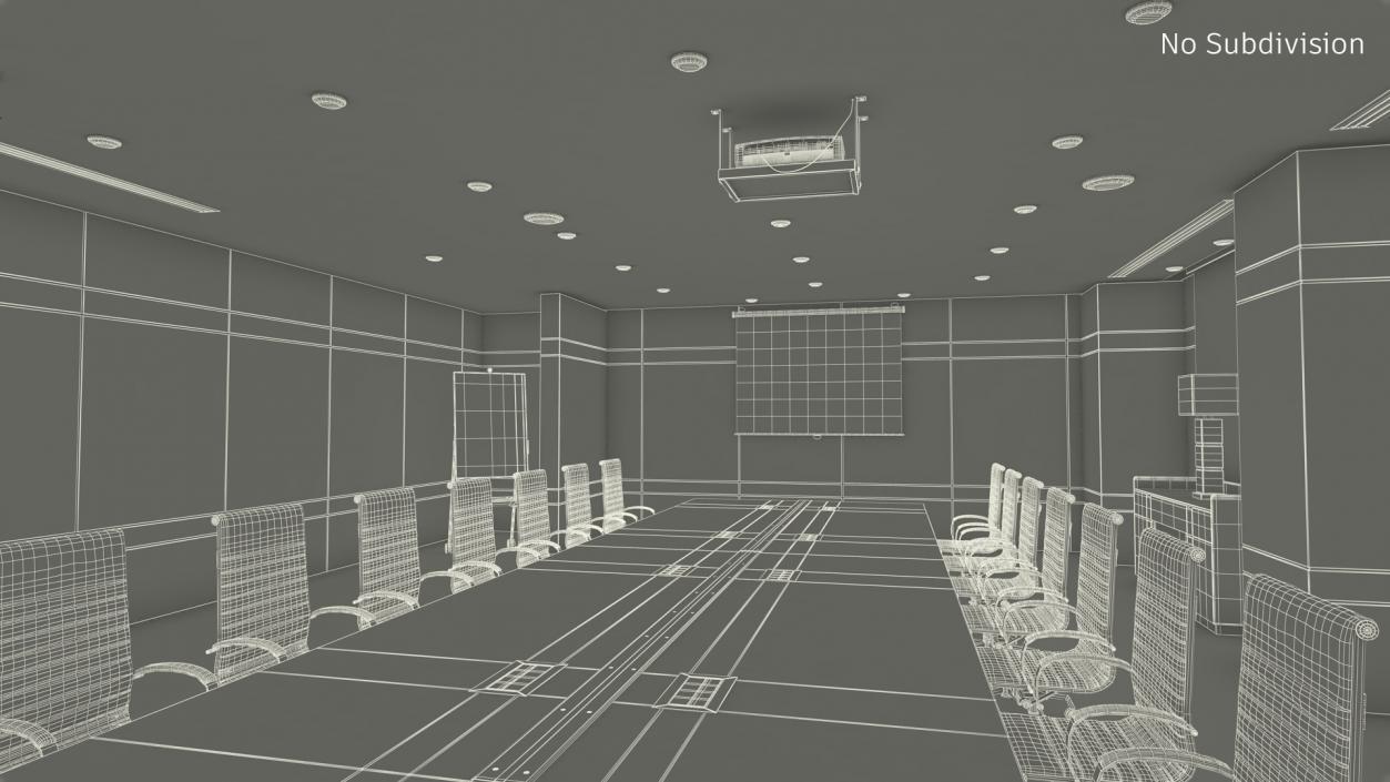 3D Meeting Room Wooden With Filling Light model