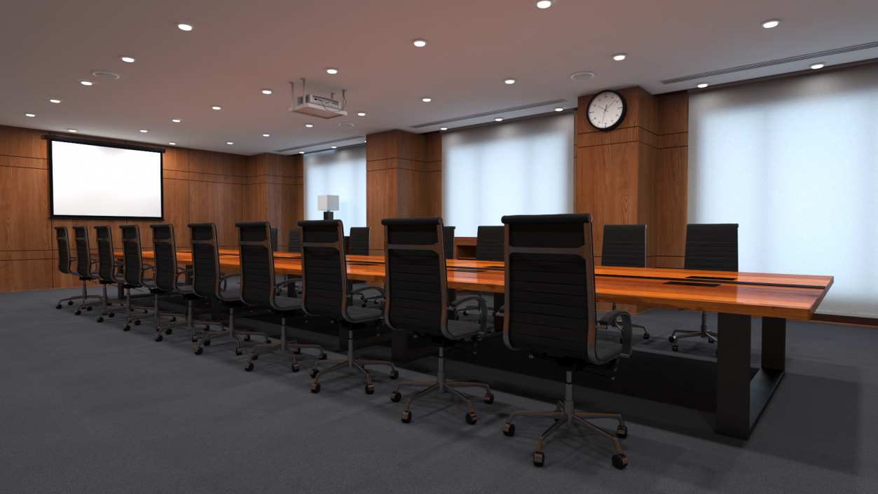 3D Meeting Room Wooden With Filling Light model