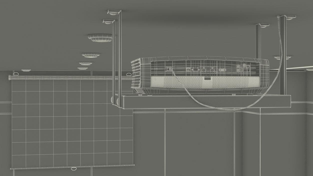 3D Meeting Room Wooden With Filling Light model