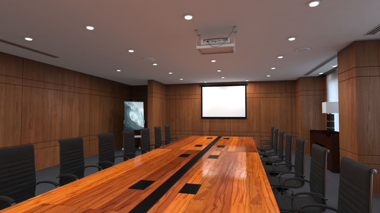 3D Meeting Room Wooden With Filling Light model