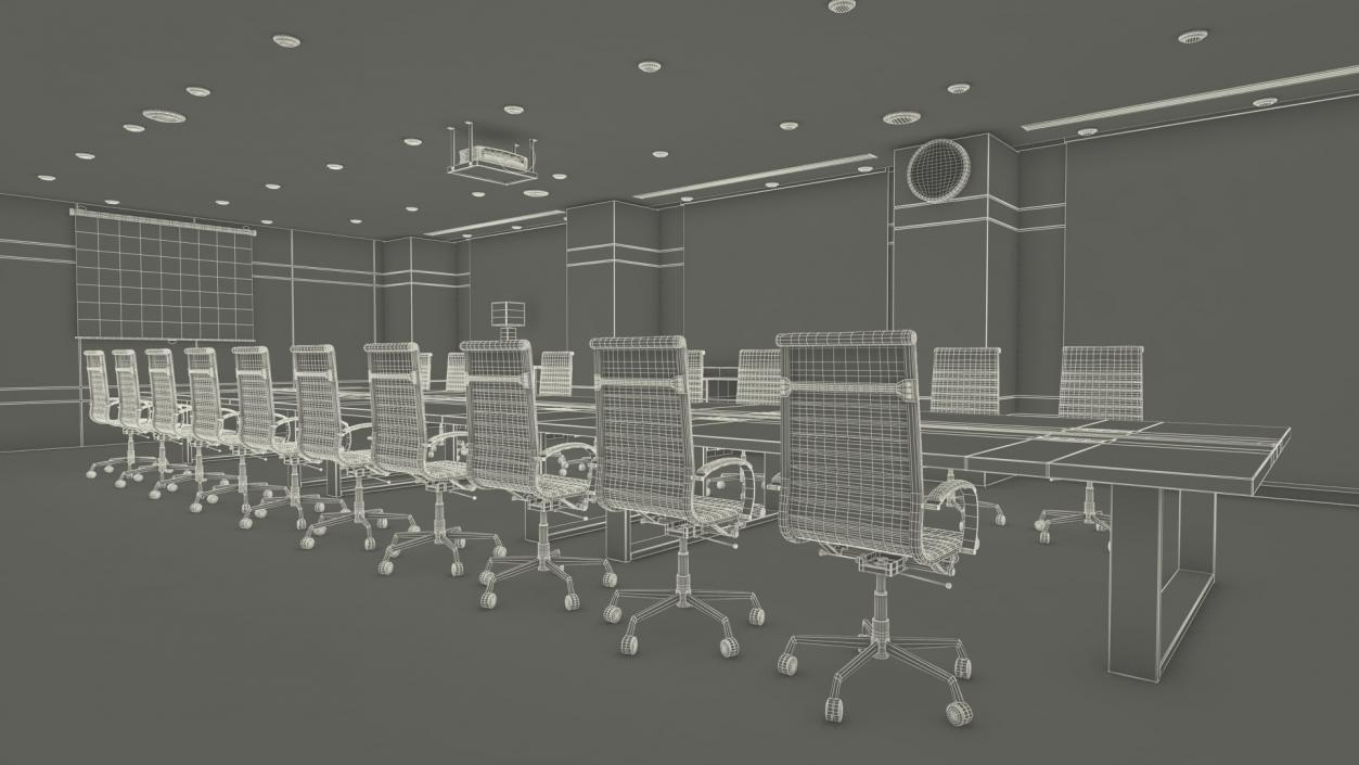 3D Meeting Room Wooden With Filling Light model