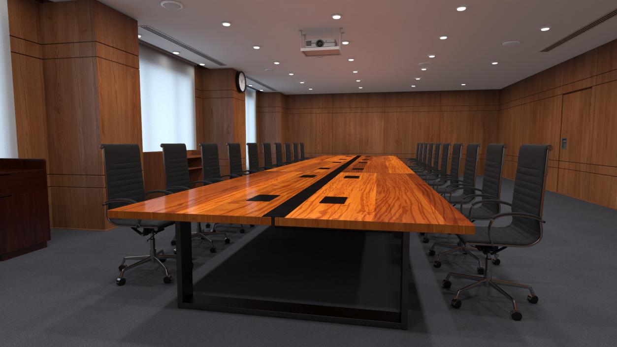 3D Meeting Room Wooden With Filling Light model