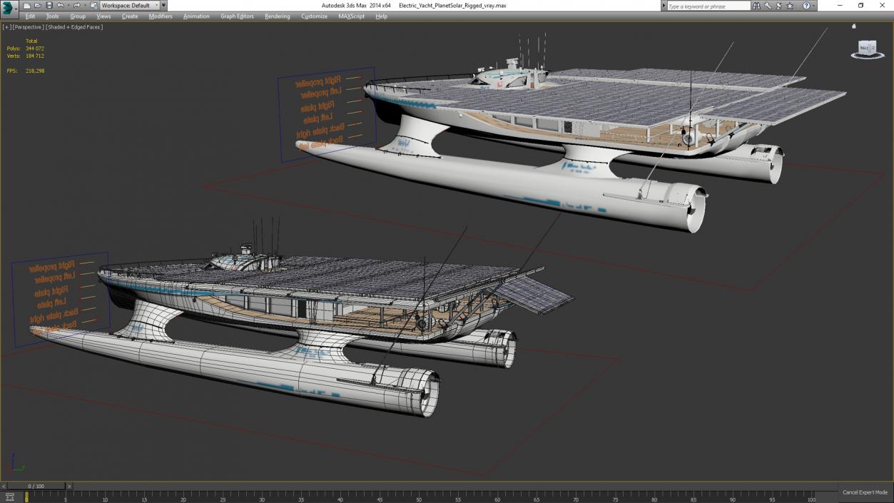 Electric Yacht PlanetSolar Rigged for Cinema 4D 3D