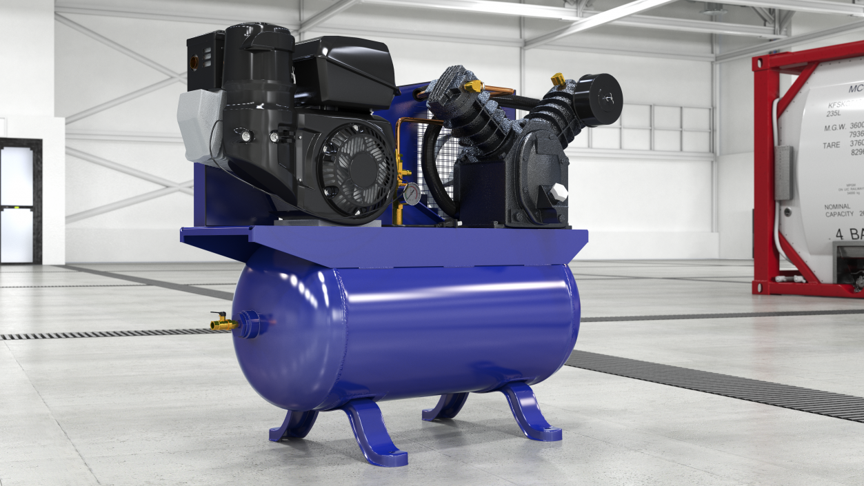 3D Piston Air Compressor Diesel Blue model