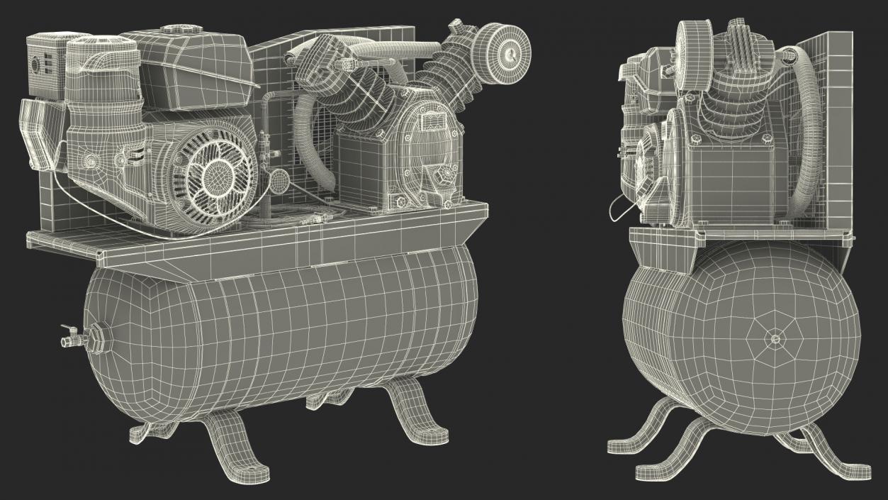 3D Piston Air Compressor Diesel Blue model