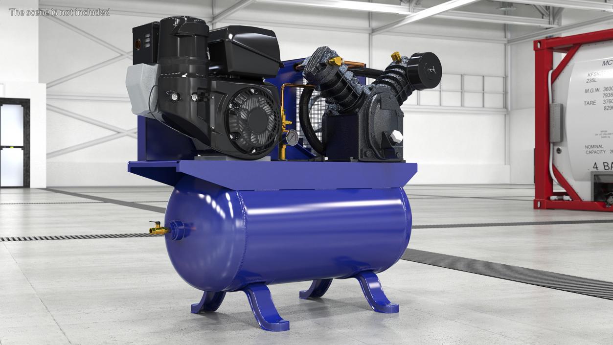 3D Piston Air Compressor Diesel Blue model