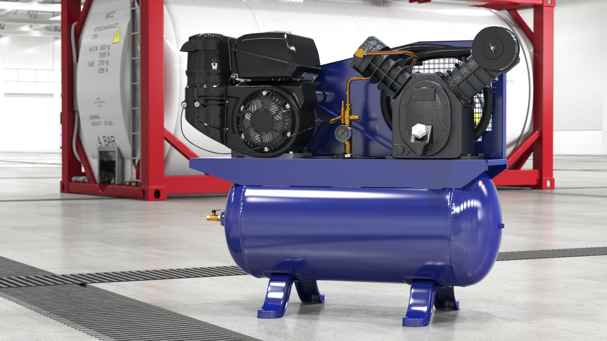 3D Piston Air Compressor Diesel Blue model