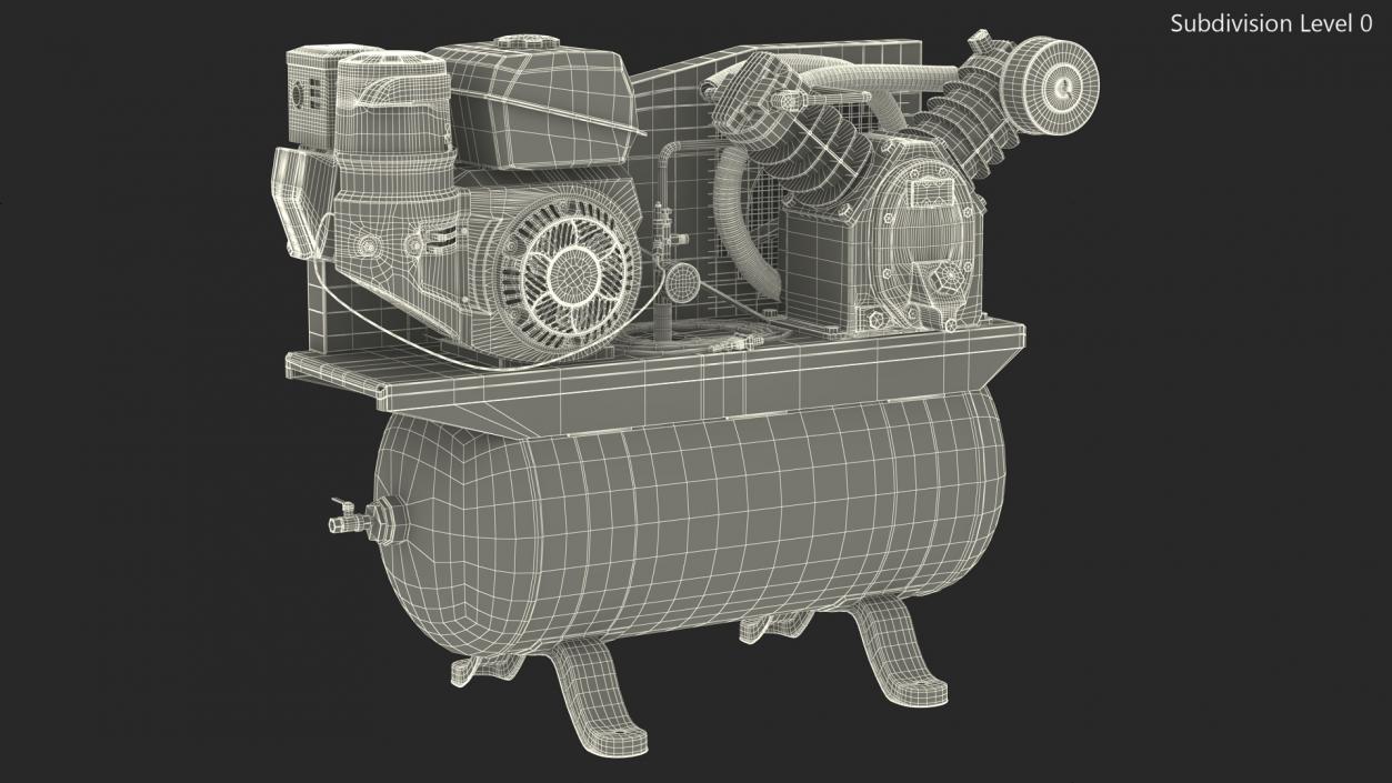 3D Piston Air Compressor Diesel Blue model