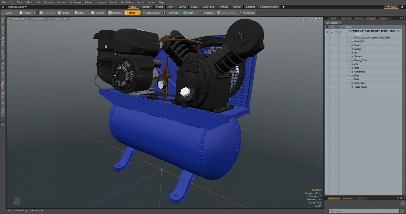 3D Piston Air Compressor Diesel Blue model