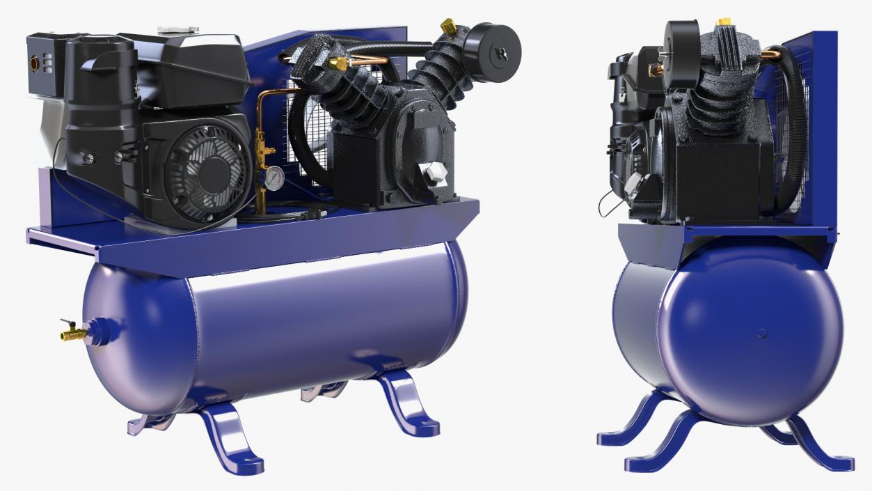 3D Piston Air Compressor Diesel Blue model