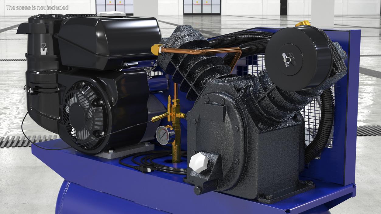 3D Piston Air Compressor Diesel Blue model