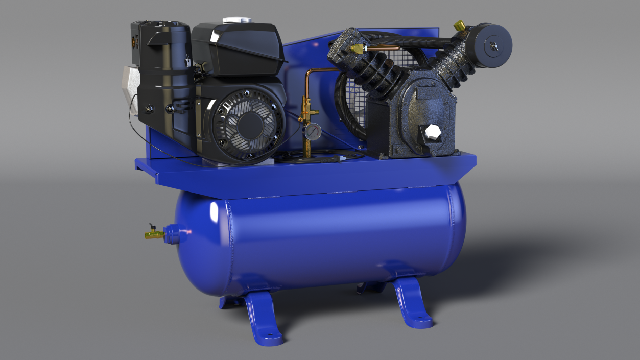 3D Piston Air Compressor Diesel Blue model