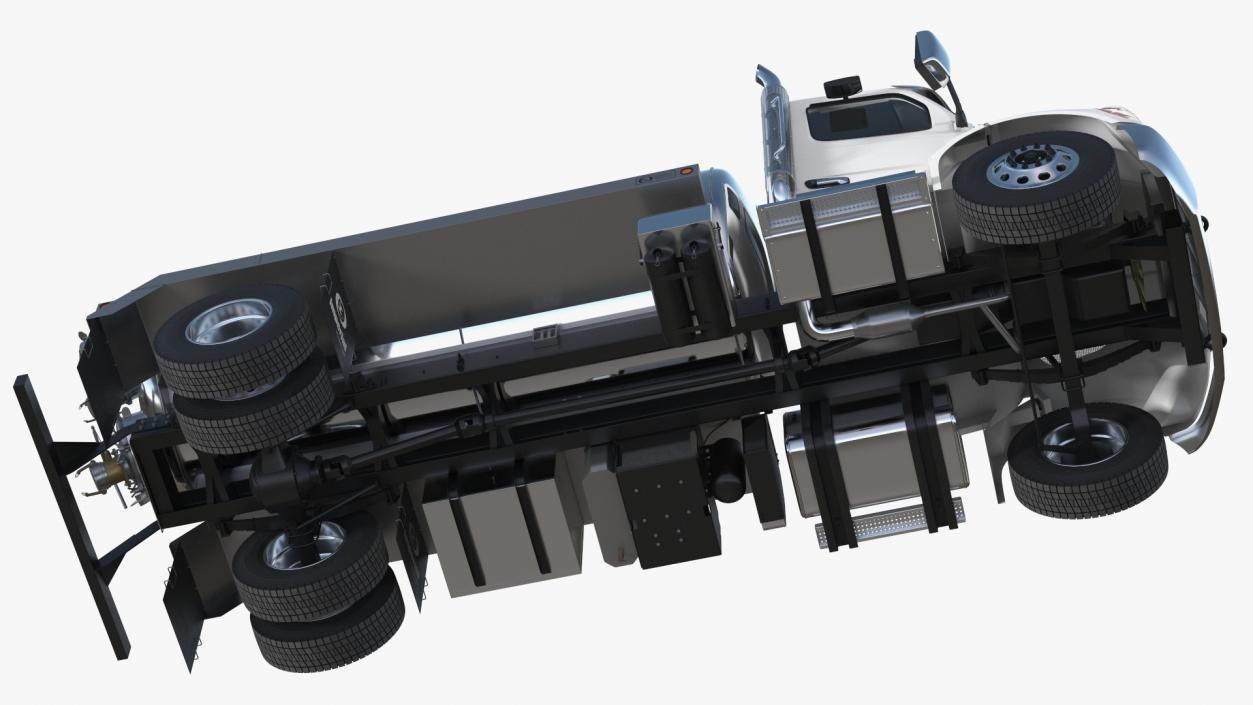 3D White Vacuum Truck Peterbilt 537 Rigged for Cinema 4D model