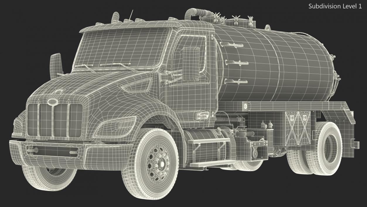 3D White Vacuum Truck Peterbilt 537 Rigged for Cinema 4D model