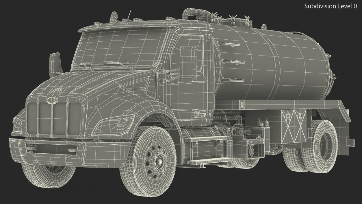 3D White Vacuum Truck Peterbilt 537 Rigged for Cinema 4D model