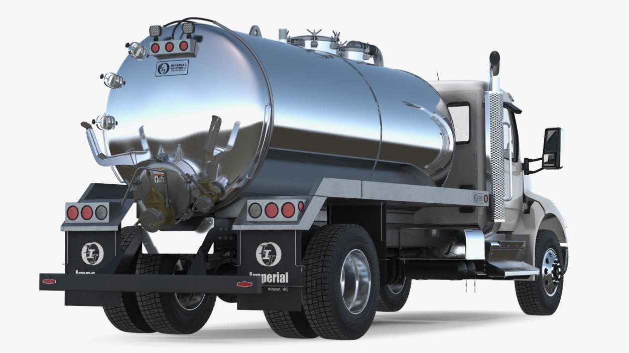 3D White Vacuum Truck Peterbilt 537 Rigged for Cinema 4D model