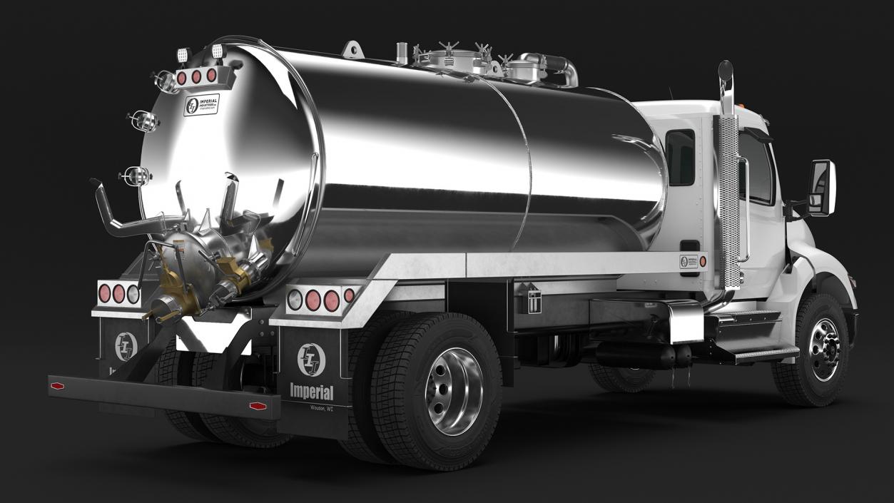 3D White Vacuum Truck Peterbilt 537 Rigged for Maya model