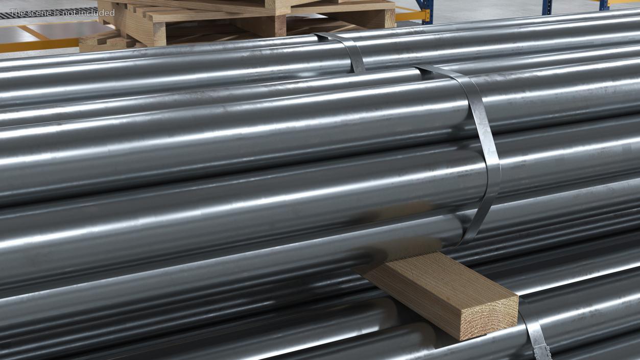 3D Thick Steel Pipes Bundle 6 Meters model