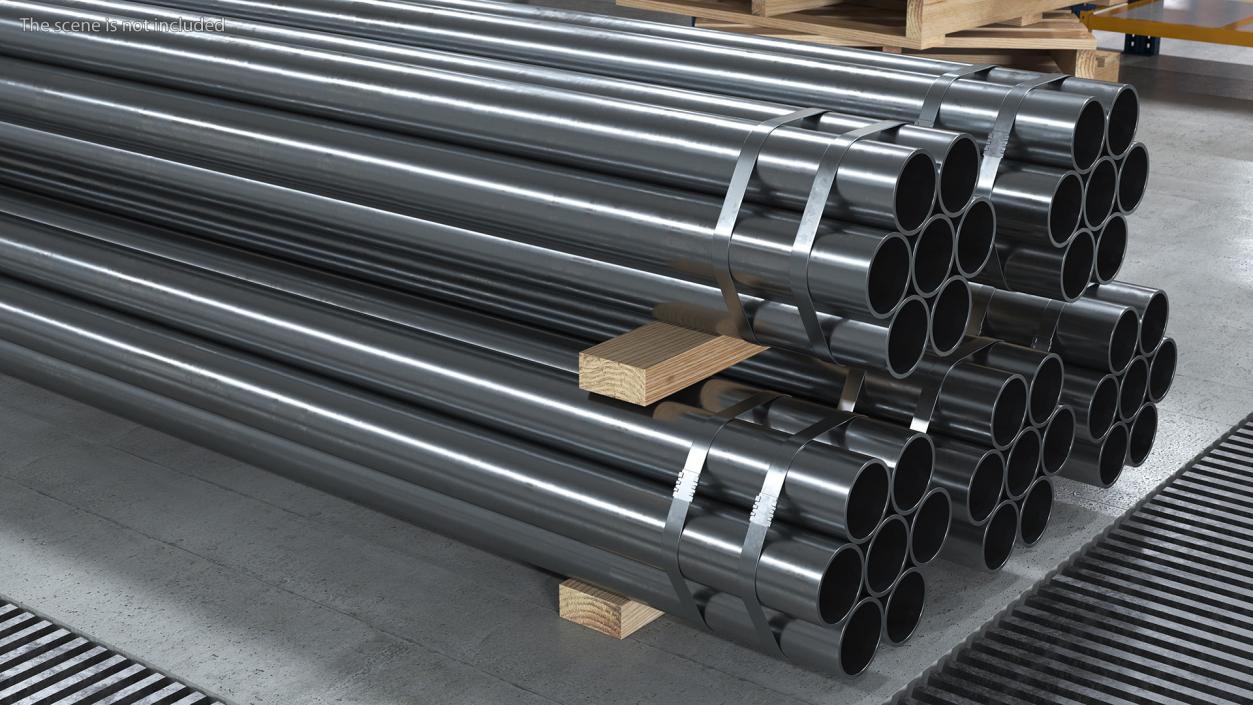 3D Thick Steel Pipes Bundle 6 Meters model