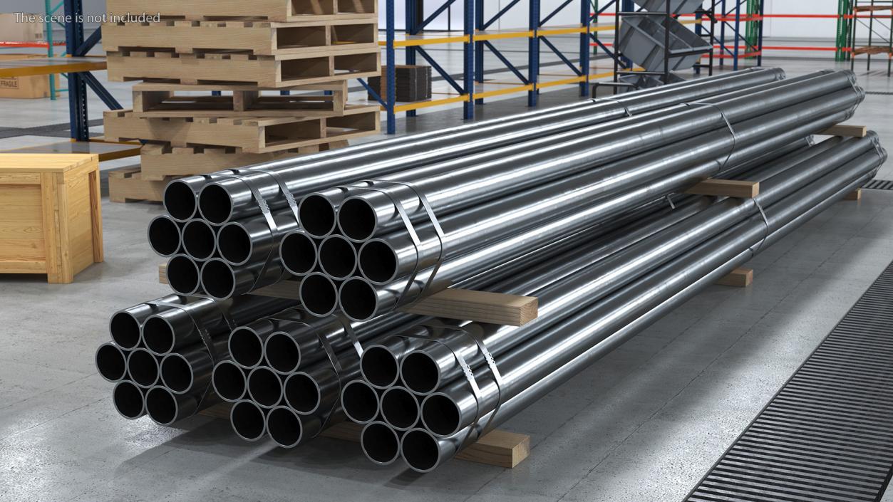 3D Thick Steel Pipes Bundle 6 Meters model