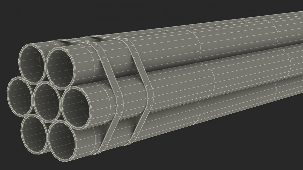 3D Thick Steel Pipes Bundle 6 Meters model