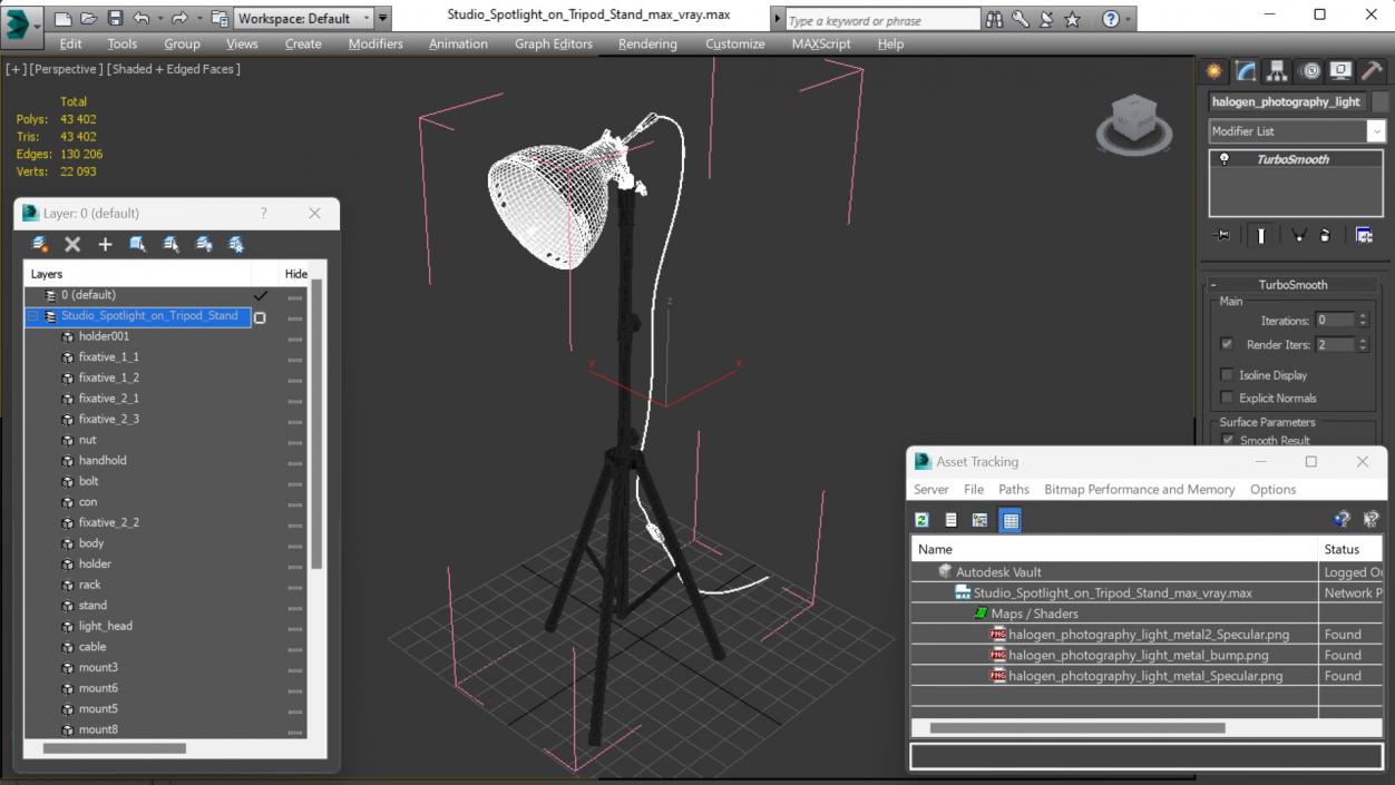 Studio Spotlight on Tripod Stand 3D