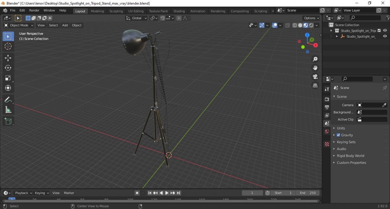 Studio Spotlight on Tripod Stand 3D