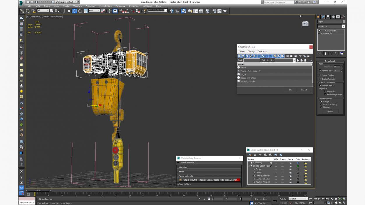 3D Electric Chain Hoist 1T model