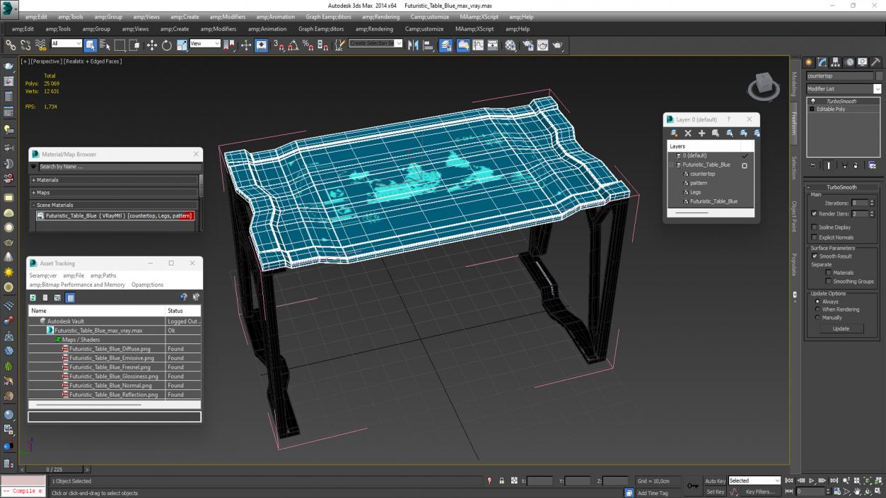 3D Futuristic Table Blue