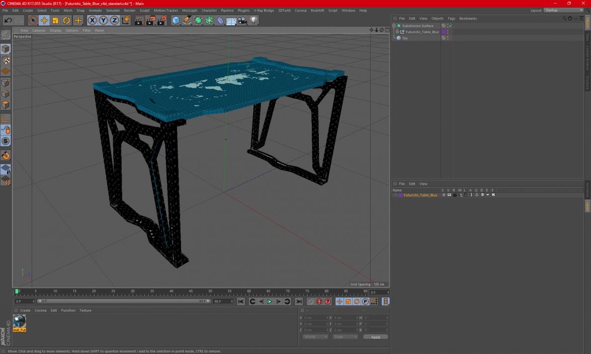 3D Futuristic Table Blue