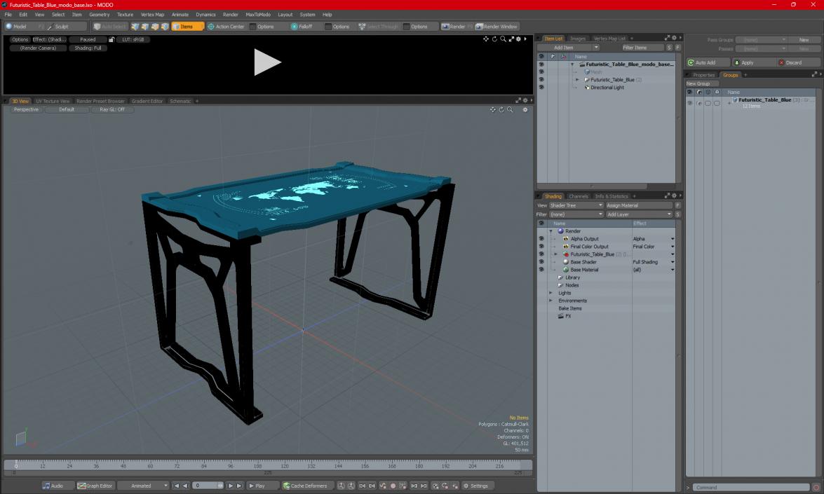 3D Futuristic Table Blue