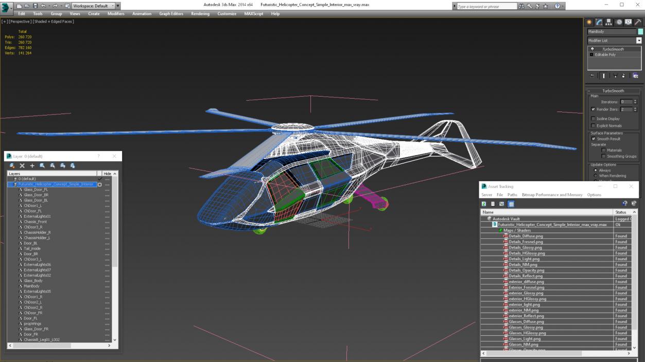 3D model Futuristic Helicopter Concept Simple Interior